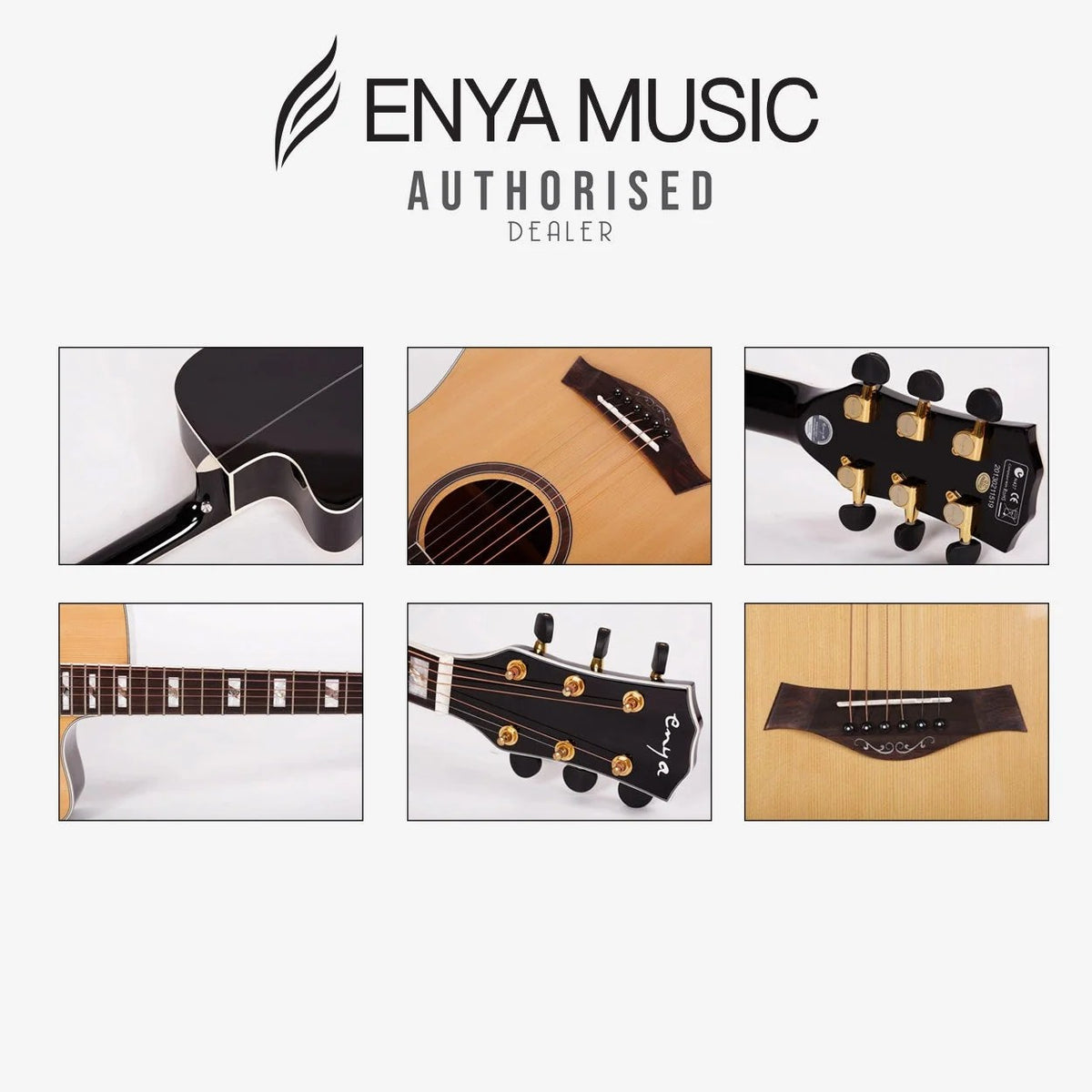 Đàn guitar acoustic điện Enya ED-18 EQ màu Natural – cận chi tiết hoàn thiện