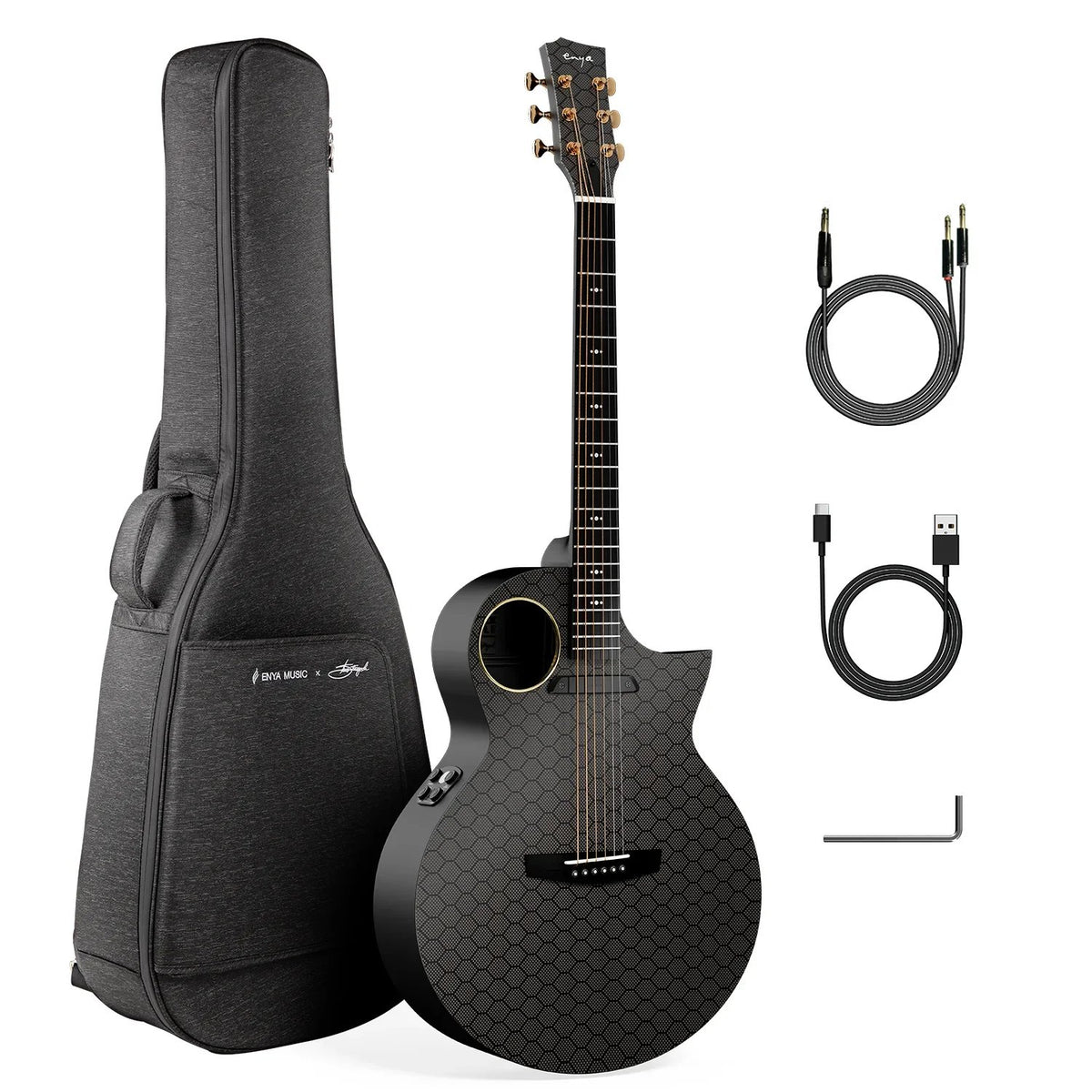 Đàn guitar acoustic điện Enya X4 Pro Black Hole – bao đàn đi kèm
