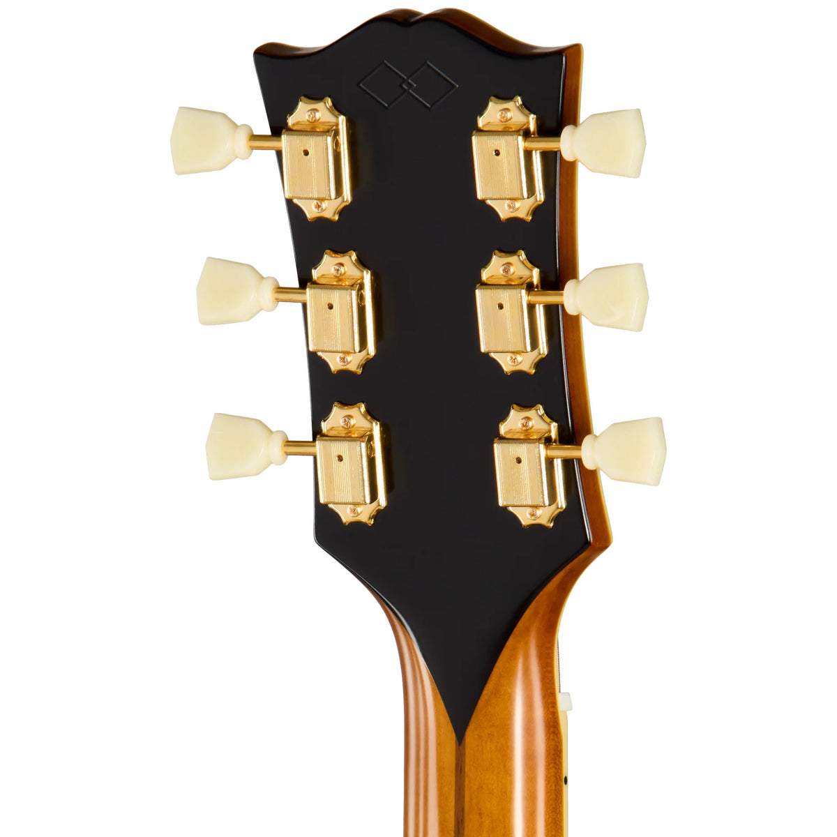 Đàn guitar acoustic điện Epiphone 1957 SJ-200 Reissue màu Antique Natural – mặt sau đầu đàn và bộ khóa lên dây