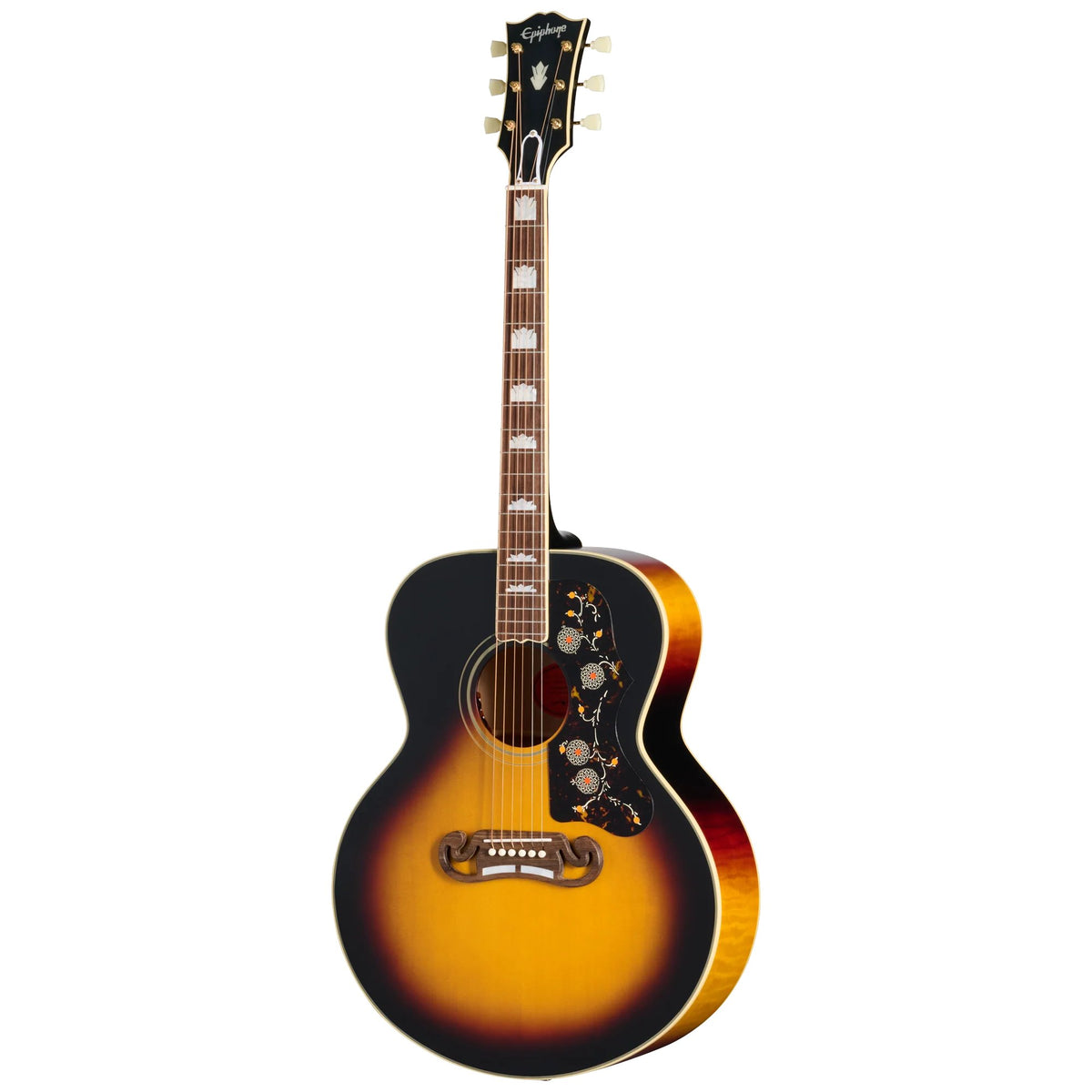 Đàn guitar acoustic điện Epiphone 1957 SJ-200 Reissue màu Vintage Sunburst – mặt trước toàn thân