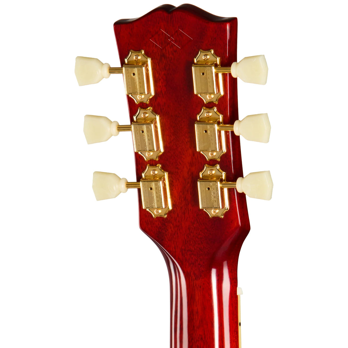 Đàn guitar acoustic điện Epiphone 1960 Hummingbird Reissue màu Heritage Cherry Sunburst – mặt sau đầu đàn và bộ khóa lên dây