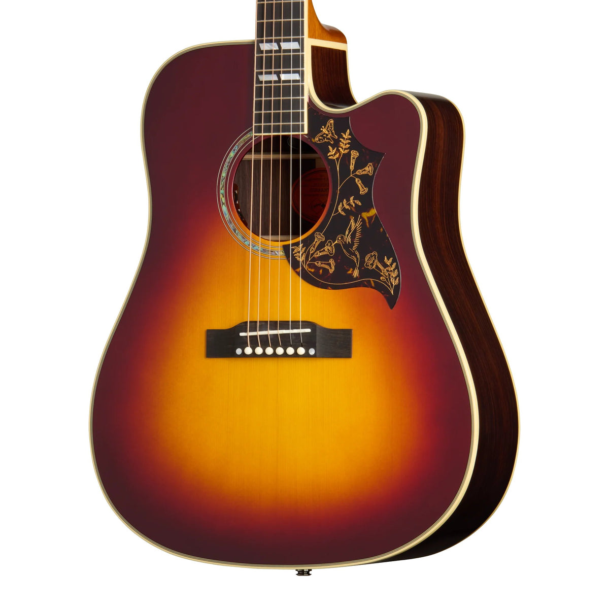 Đàn guitar acoustic điện Epiphone Hummingbird Deluxe EC màu Autumn Burst – cận thùng đàn mặt trước