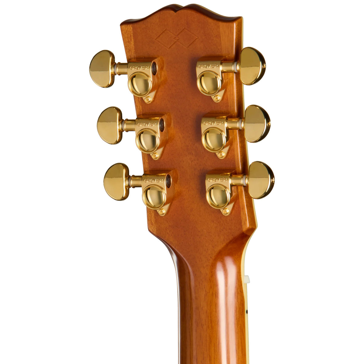 Đàn guitar acoustic điện Epiphone Hummingbird Deluxe EC màu Autumn Burst – mặt sau đầu đàn và bộ khóa lên dây
