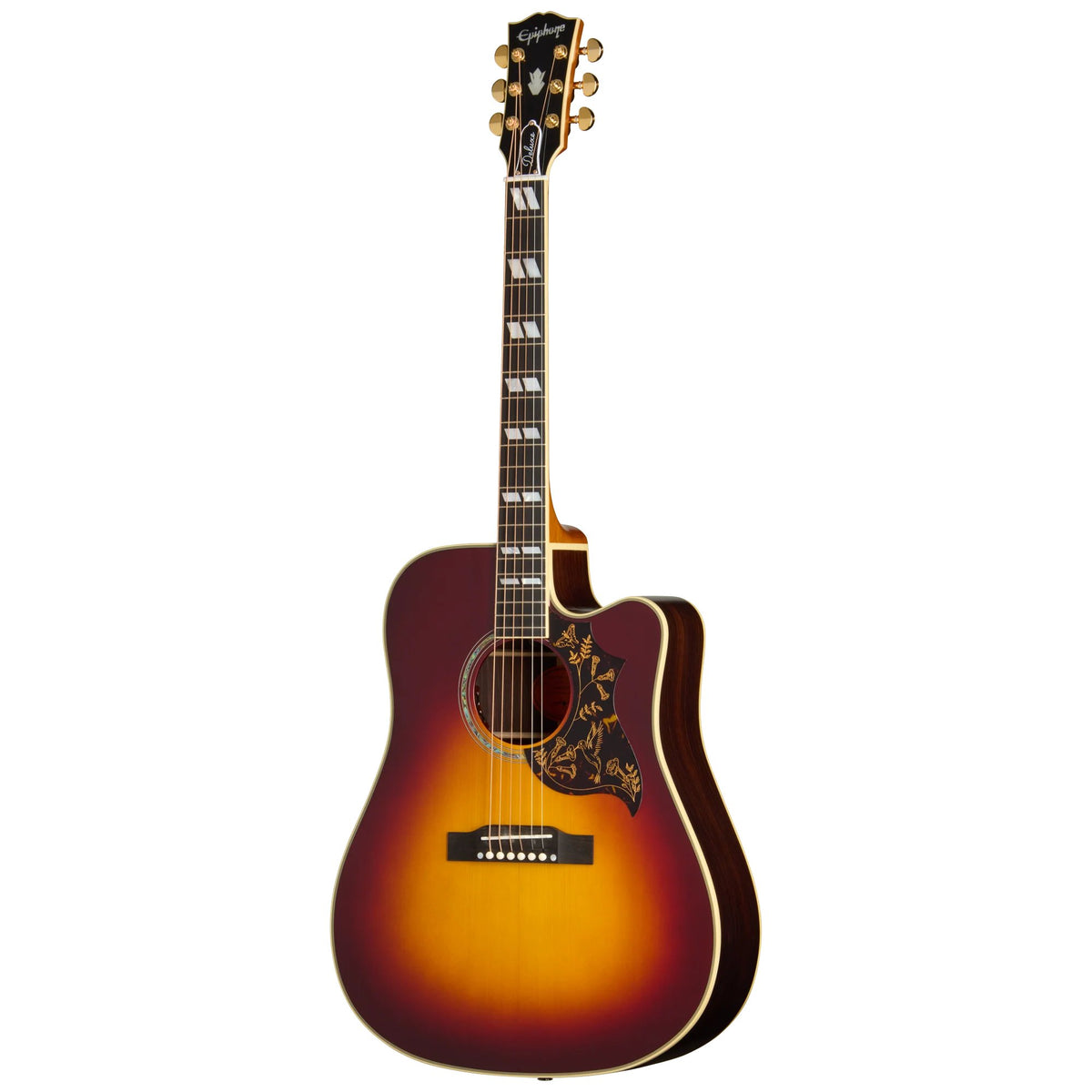 Đàn guitar acoustic điện Epiphone Hummingbird Deluxe EC màu Autumn Burst – mặt trước toàn thân