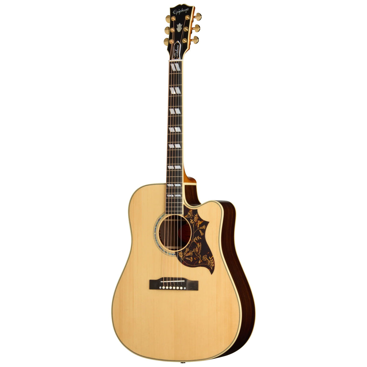Đàn guitar acoustic điện Epiphone Hummingbird Deluxe EC màu Natural – mặt trước toàn thân