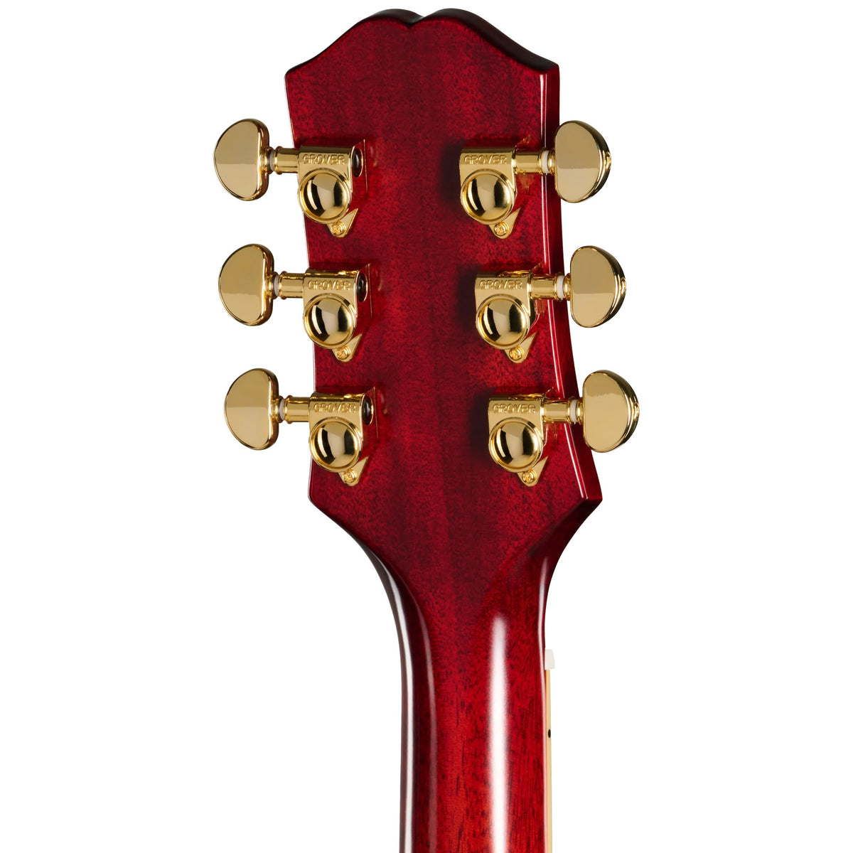 Đàn guitar acoustic điện Epiphone Hummingbird Standard EC màu Cherry Sunburst – mặt sau đầu đàn và bộ khóa lên dây