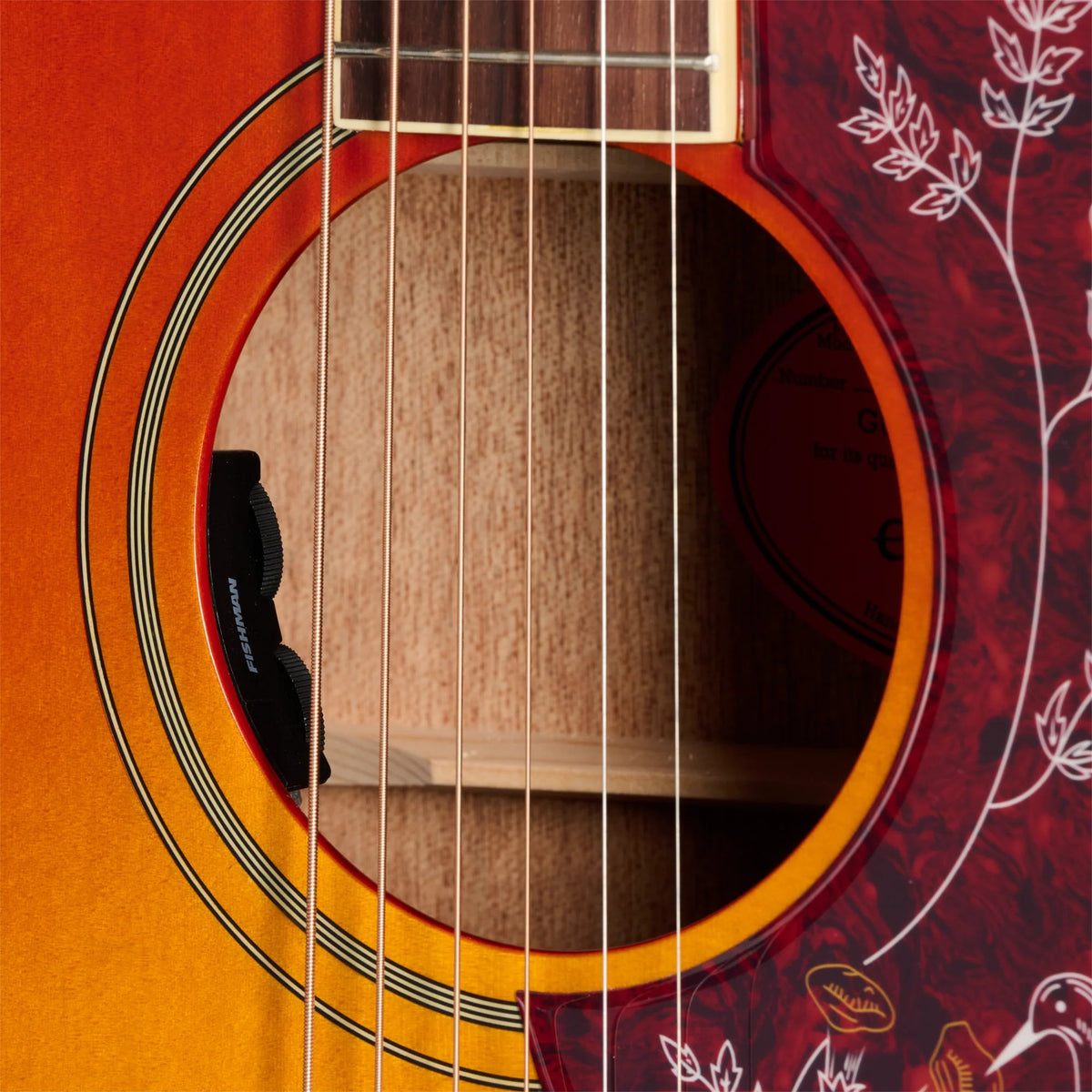 Đàn guitar acoustic điện Epiphone Hummingbird Standard màu Cherry Sunburst – cận bộ EQ / pickup