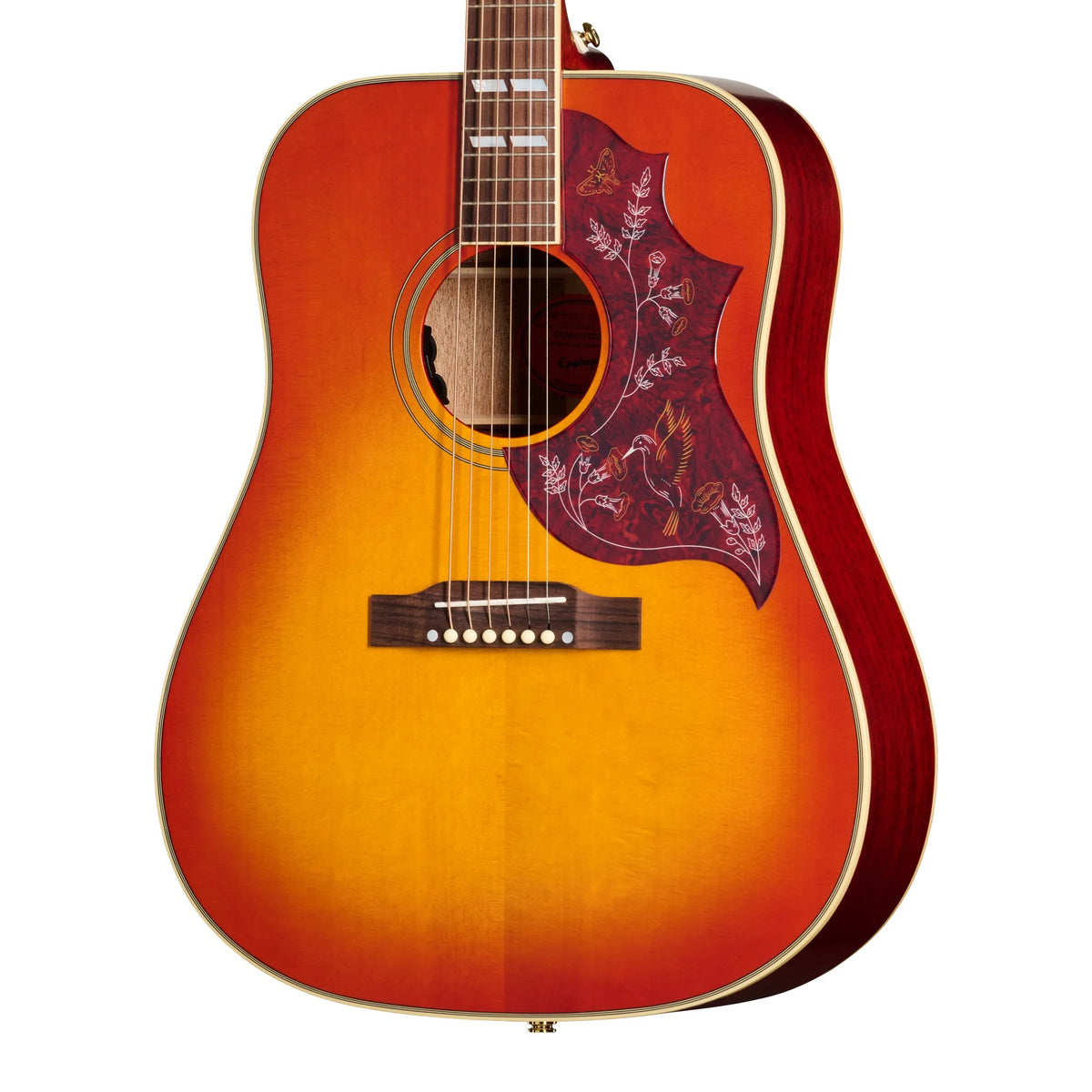 Đàn guitar acoustic điện Epiphone Hummingbird Standard màu Cherry Sunburst – cận thùng đàn mặt trước