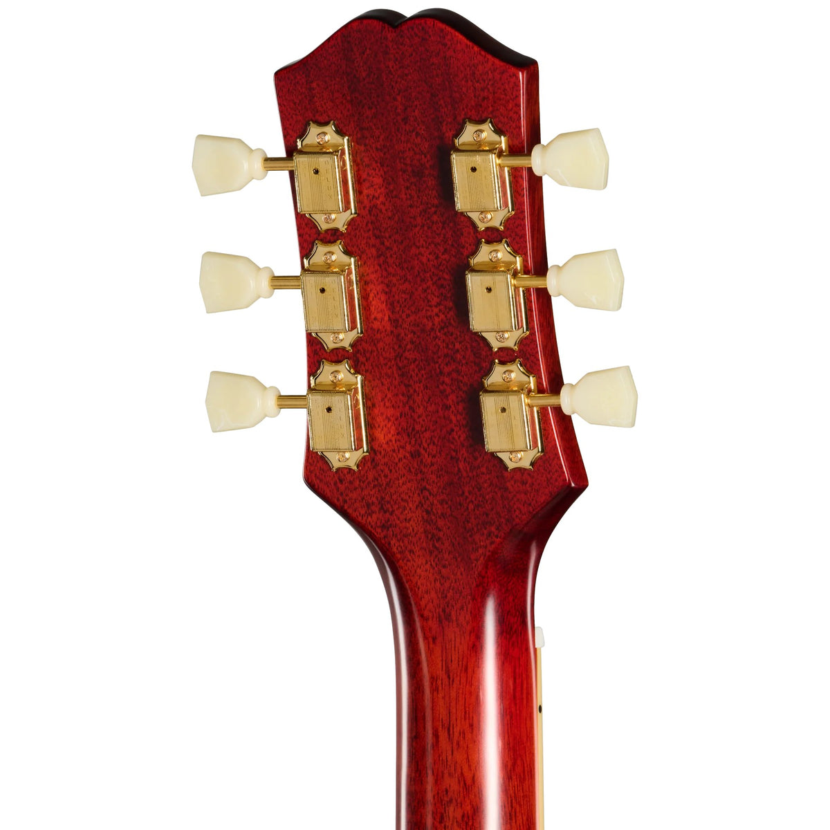Đàn guitar acoustic điện Epiphone Hummingbird Standard màu Cherry Sunburst – mặt sau đầu đàn và bộ khóa lên dây