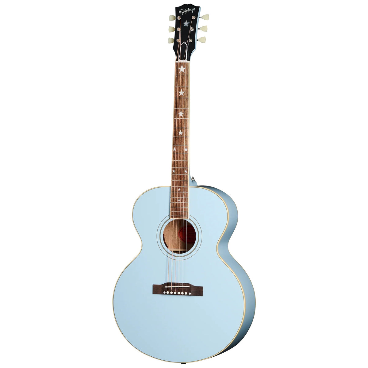 Đàn guitar acoustic điện Epiphone J-180 LS màu Frost Blue – mặt trước toàn thân