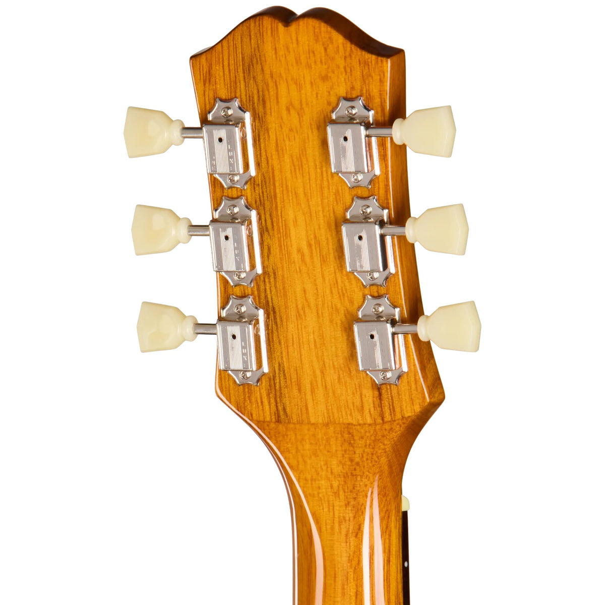Đàn guitar acoustic điện Epiphone J-200 Studio màu Natural – mặt sau đầu đàn và bộ khóa lên dây