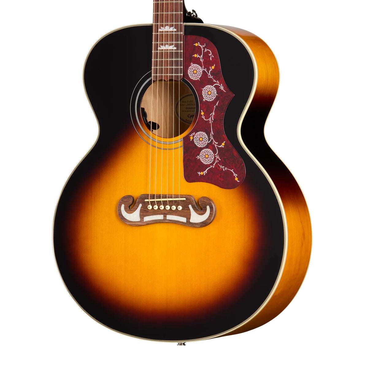 Đàn guitar acoustic điện Epiphone J-200 Studio màu Vintage Sunburst – cận thùng đàn mặt trước