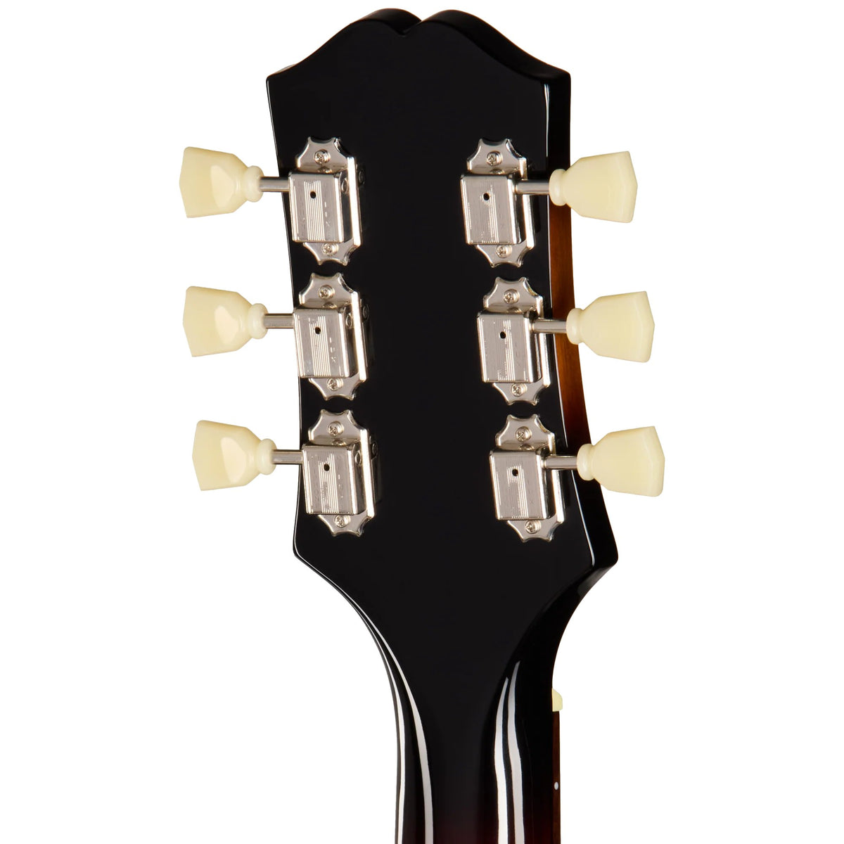 Đàn guitar acoustic điện Epiphone J-200 Studio màu Vintage Sunburst – mặt sau đầu đàn và bộ khóa lên dây