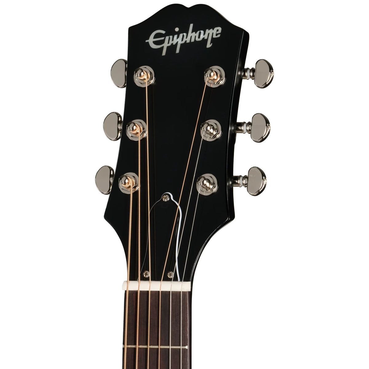 Đàn guitar acoustic điện Epiphone L-00 Standard màu Vintage Sunburst – cận đầu đàn và logo Epiphone