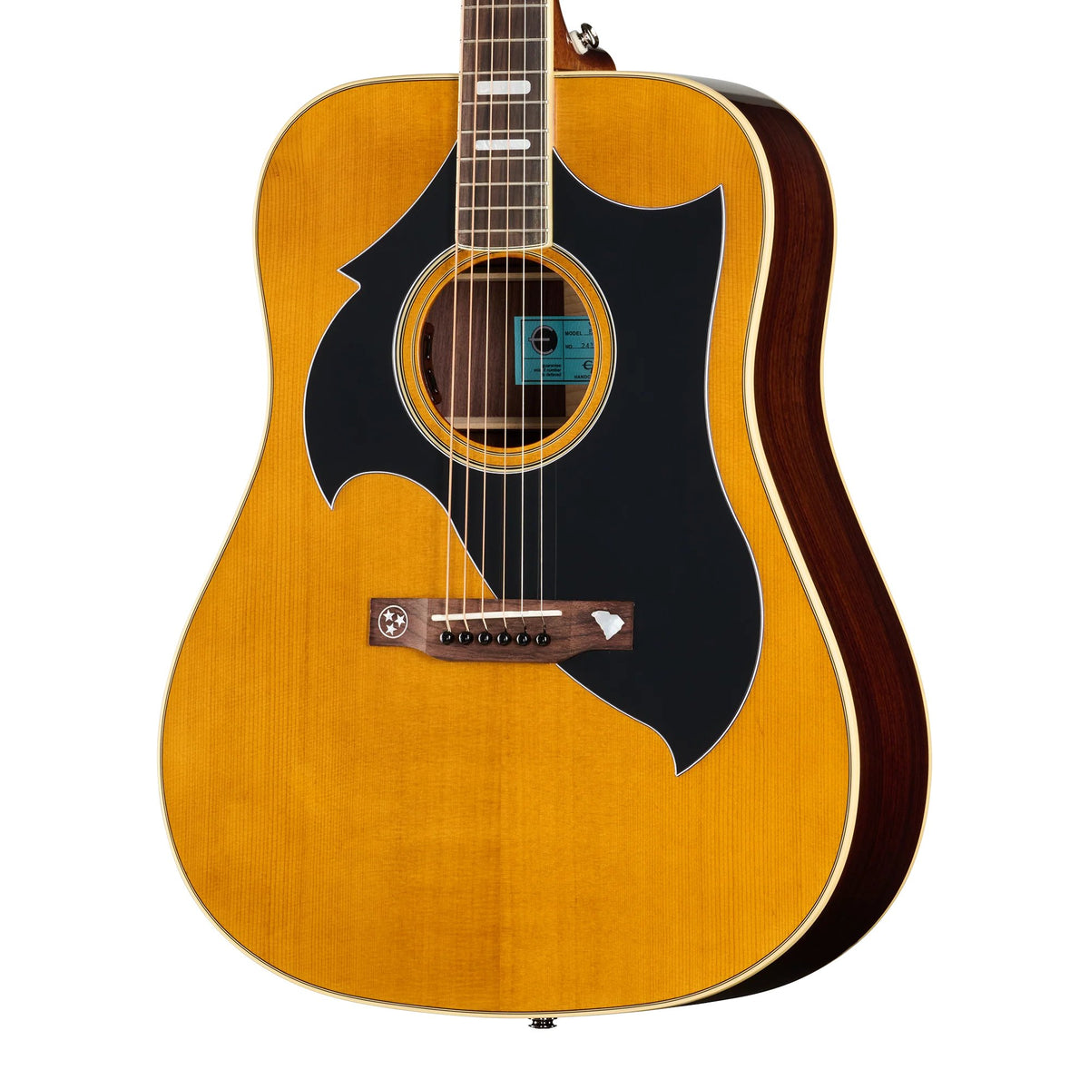 Đàn guitar acoustic điện Epiphone Marcus King El Dorado màu Antique Natural – cận thùng đàn mặt trước