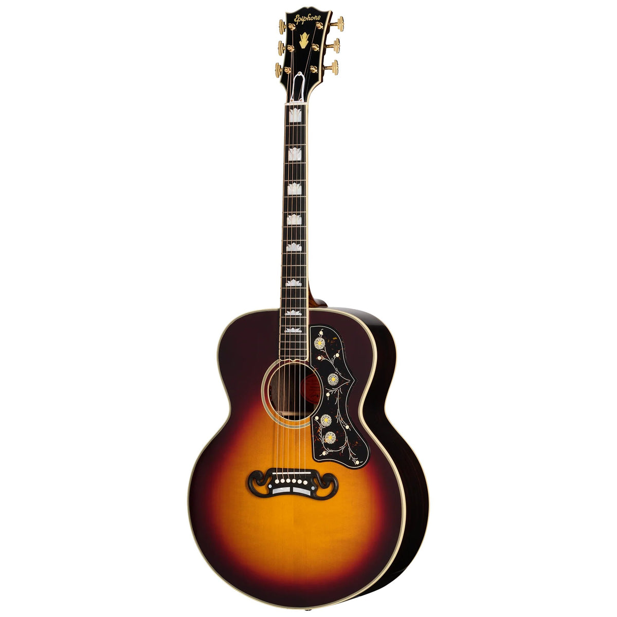 Đàn guitar acoustic điện Epiphone Pre-War SJ-200 Rosewood Reissue màu Vintage Sunburst – mặt trước toàn thân