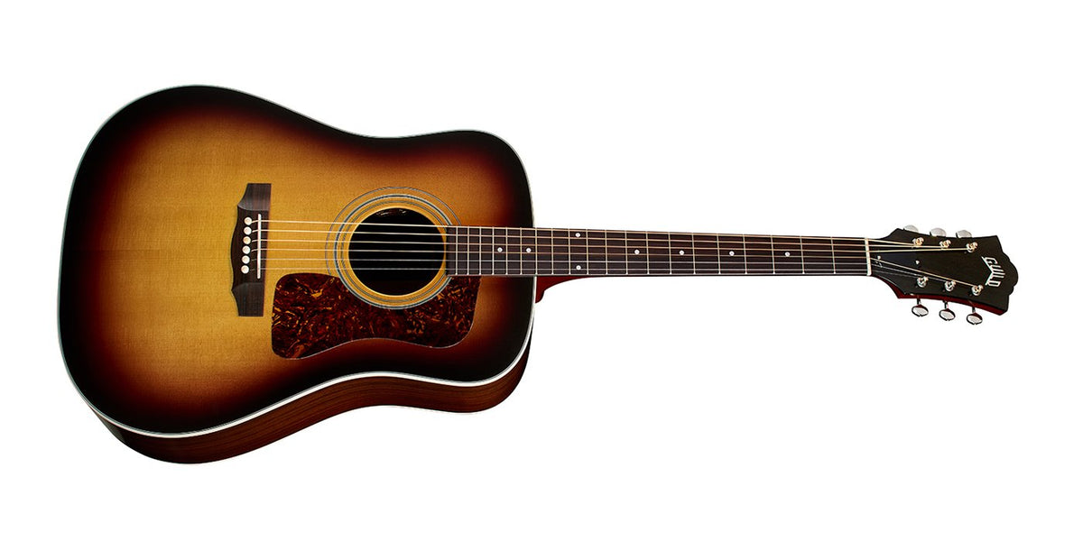 Đàn guitar acoustic điện Guild D-50E Standard màu Antique Burst – mặt trước toàn thân (góc 2)