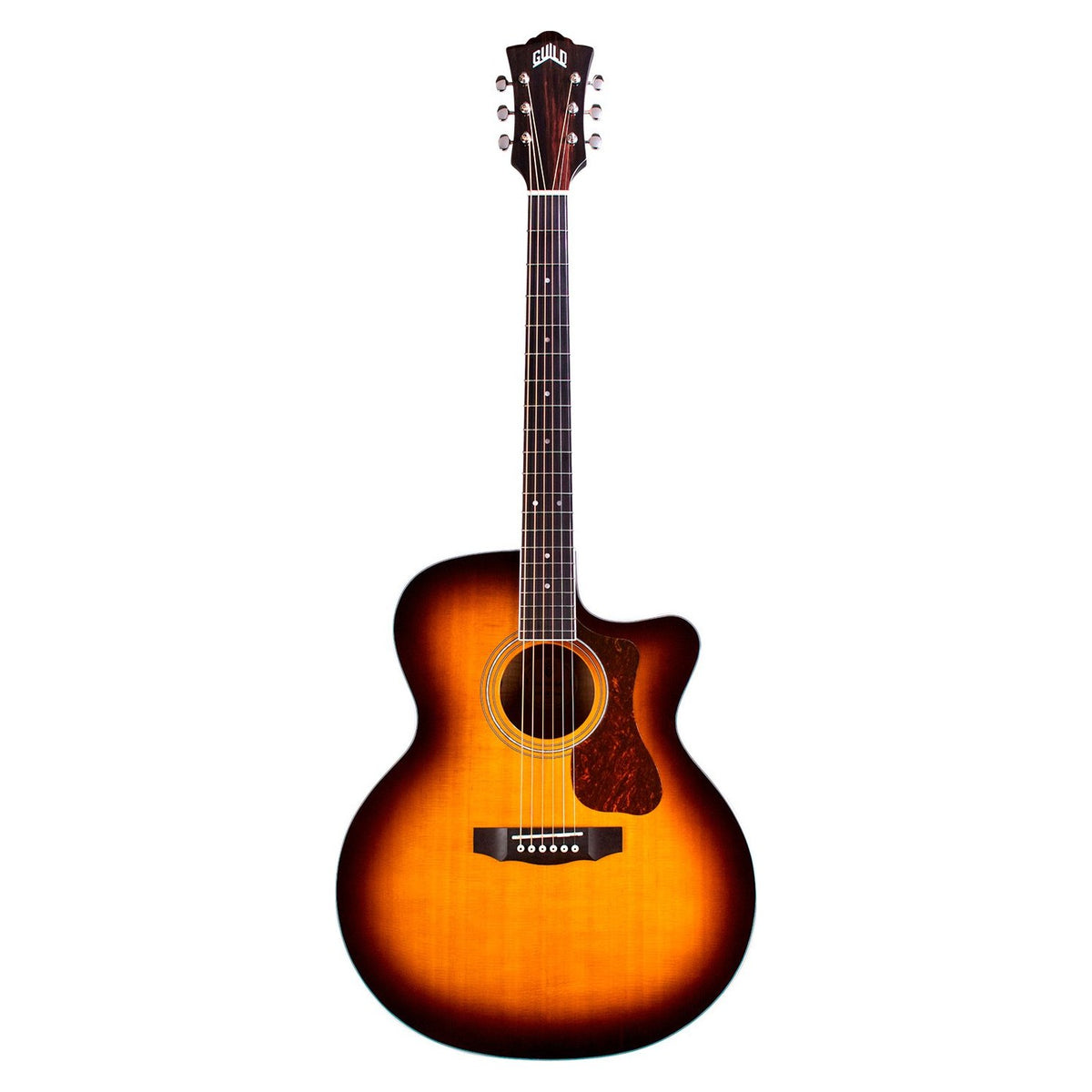 Đàn guitar acoustic điện Guild F-250CE Deluxe Maple màu Antique Burst – mặt trước toàn thân