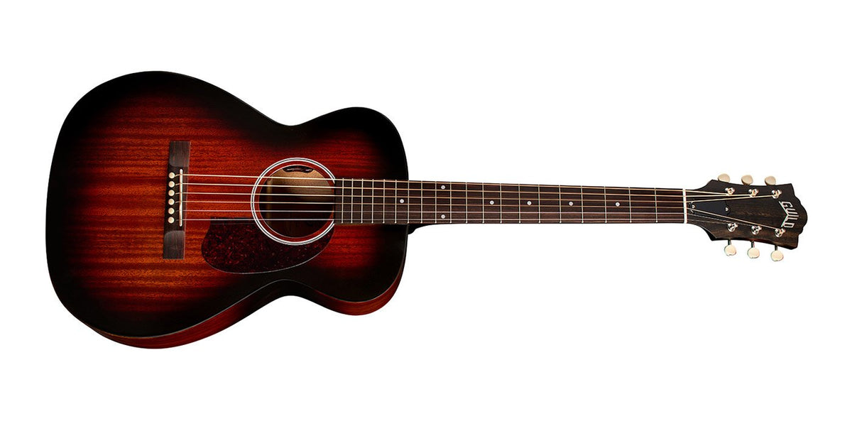Đàn guitar acoustic điện Guild M-20E màu Vintage Sunburst – mặt trước toàn thân (góc 2)