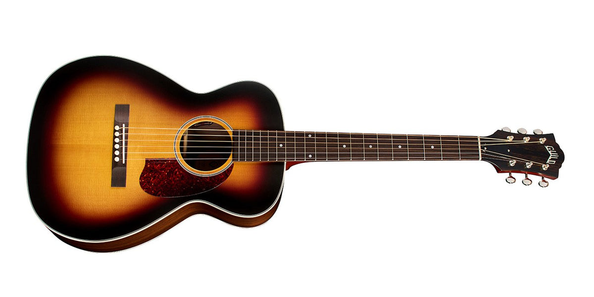 Đàn guitar acoustic điện Guild M-50E Standard màu Antique Burst – mặt trước toàn thân (góc 2)