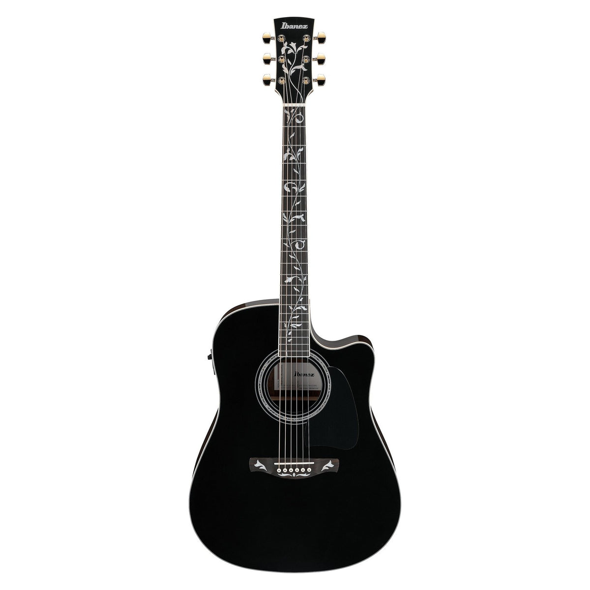Đàn guitar acoustic điện Ibanez AW391RCE mặt đen, lưng hông màu gỗ – mặt trước toàn thân