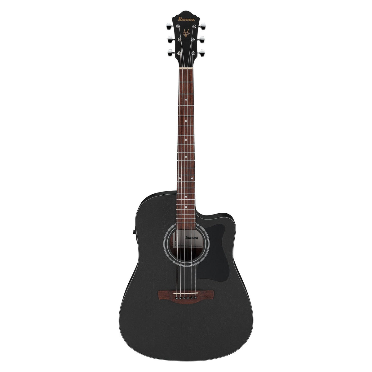 Đàn guitar acoustic điện Ibanez V44CE màu Weathered Black Open Pore – mặt trước toàn thân