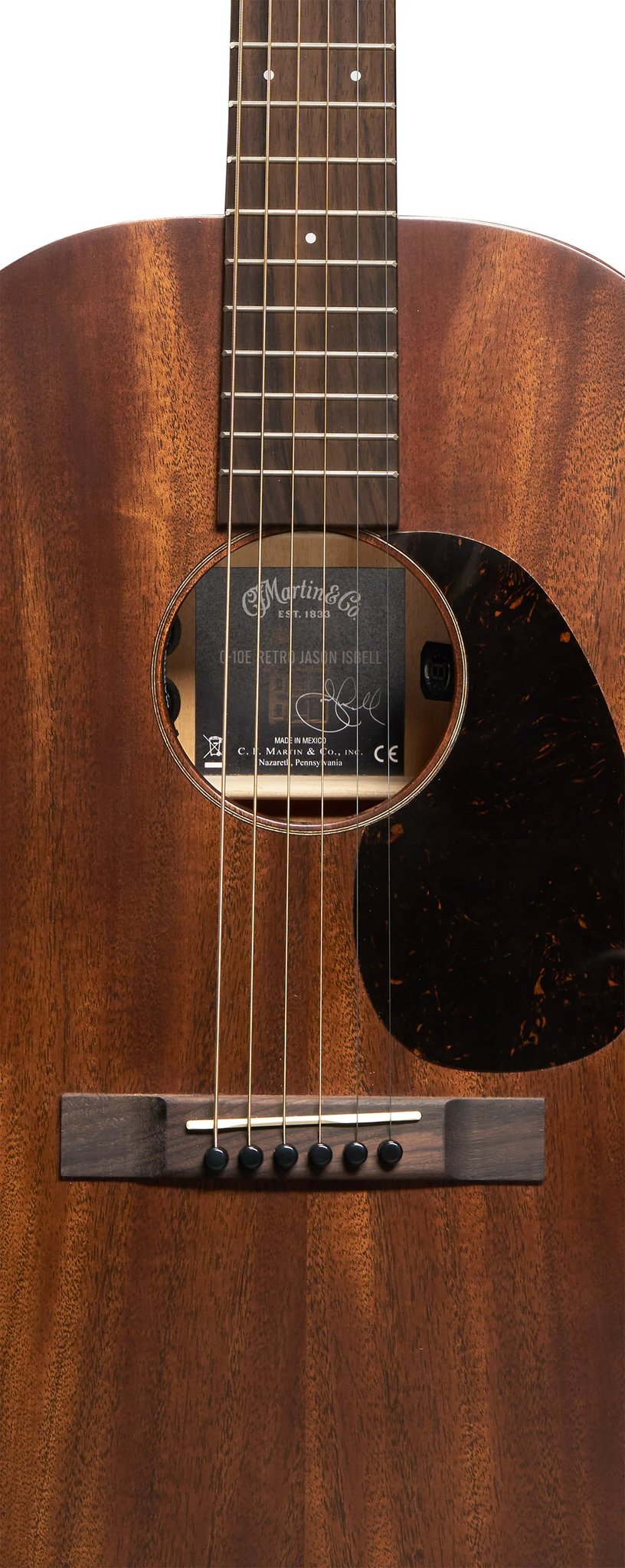 Đàn guitar acoustic điện Martin 0-10E Retro Jason Isbell màu Dark Mahogany – cận thùng đàn mặt trước