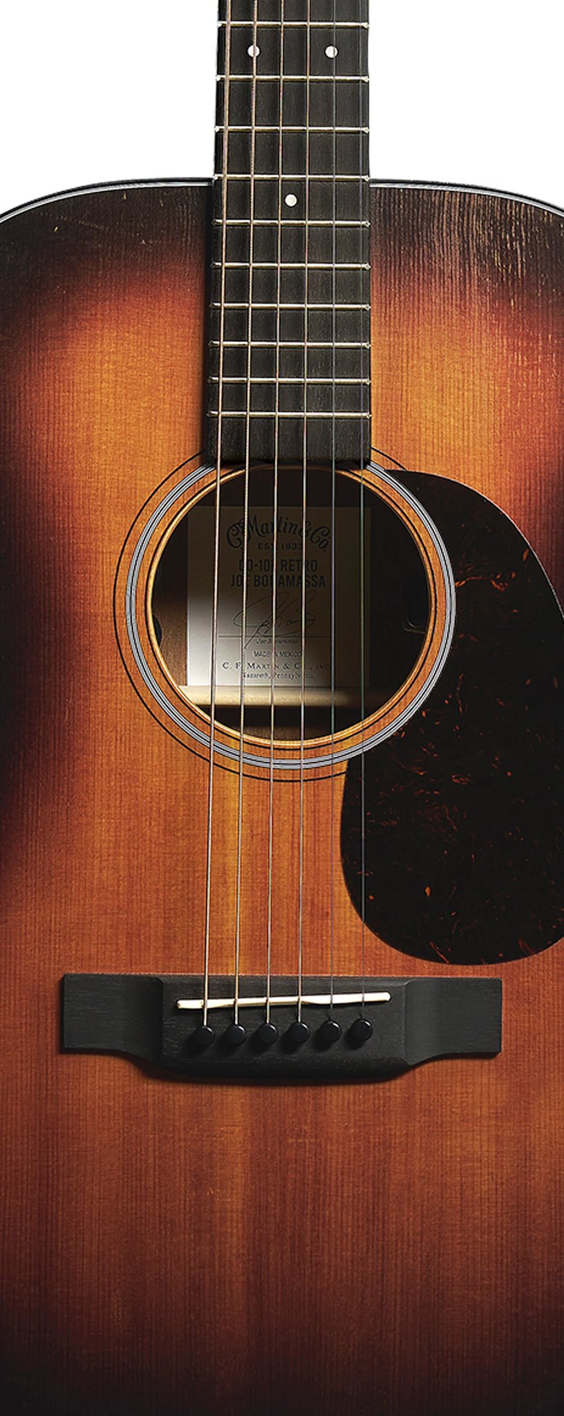 Đàn guitar acoustic điện Martin 00-10E Retro Joe Bonamassa màu 1937 Joe Bonamassa Sunburst – cận thùng đàn mặt trước