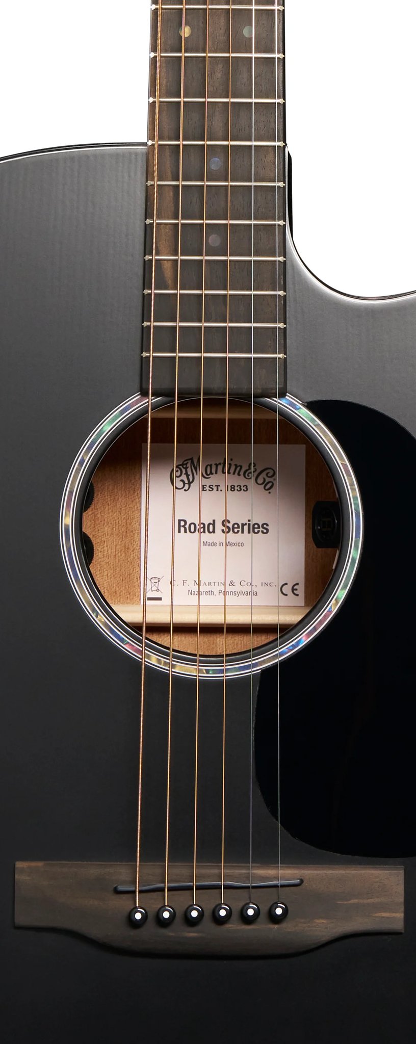 Đàn guitar acoustic điện Martin DC-10E Modern Black màu Black – cận thùng đàn mặt trước