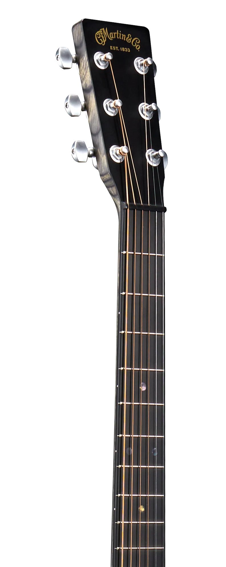 Đàn guitar acoustic điện Martin GPC-X1E màu Black – cận đầu đàn và logo Martin