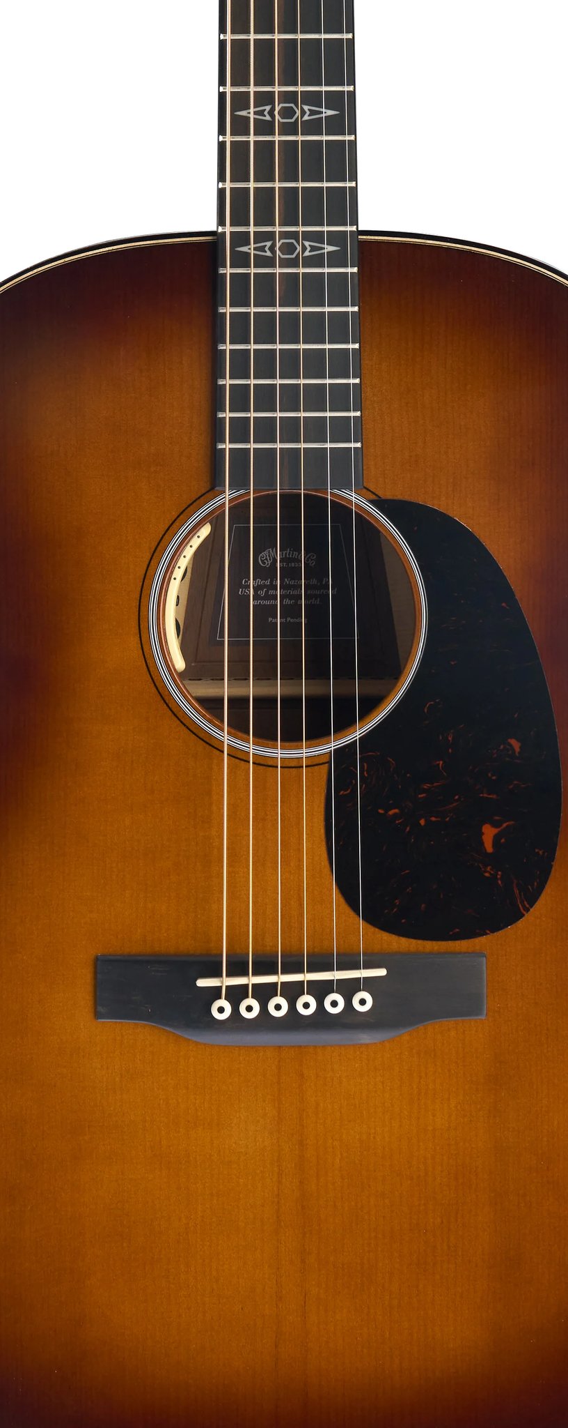 Đàn guitar acoustic điện Martin GPE Inception Maple màu Amber Fade Sunburst – cận thùng đàn mặt trước