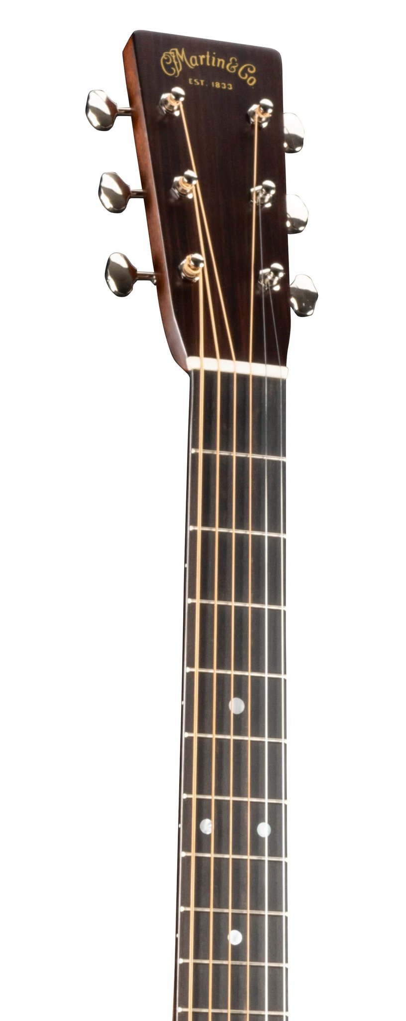 Đàn guitar acoustic điện Martin SC-28E màu Gloss – cận đầu đàn và logo Martin