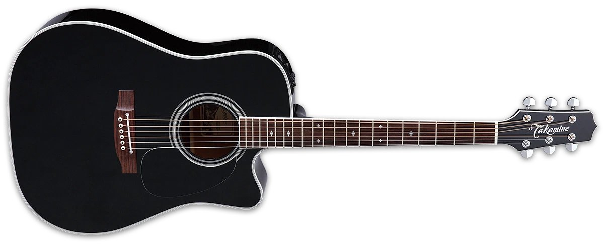 Đàn guitar acoustic điện Takamine EF341SC màu đen bóng – mặt trước toàn thân (góc 2)