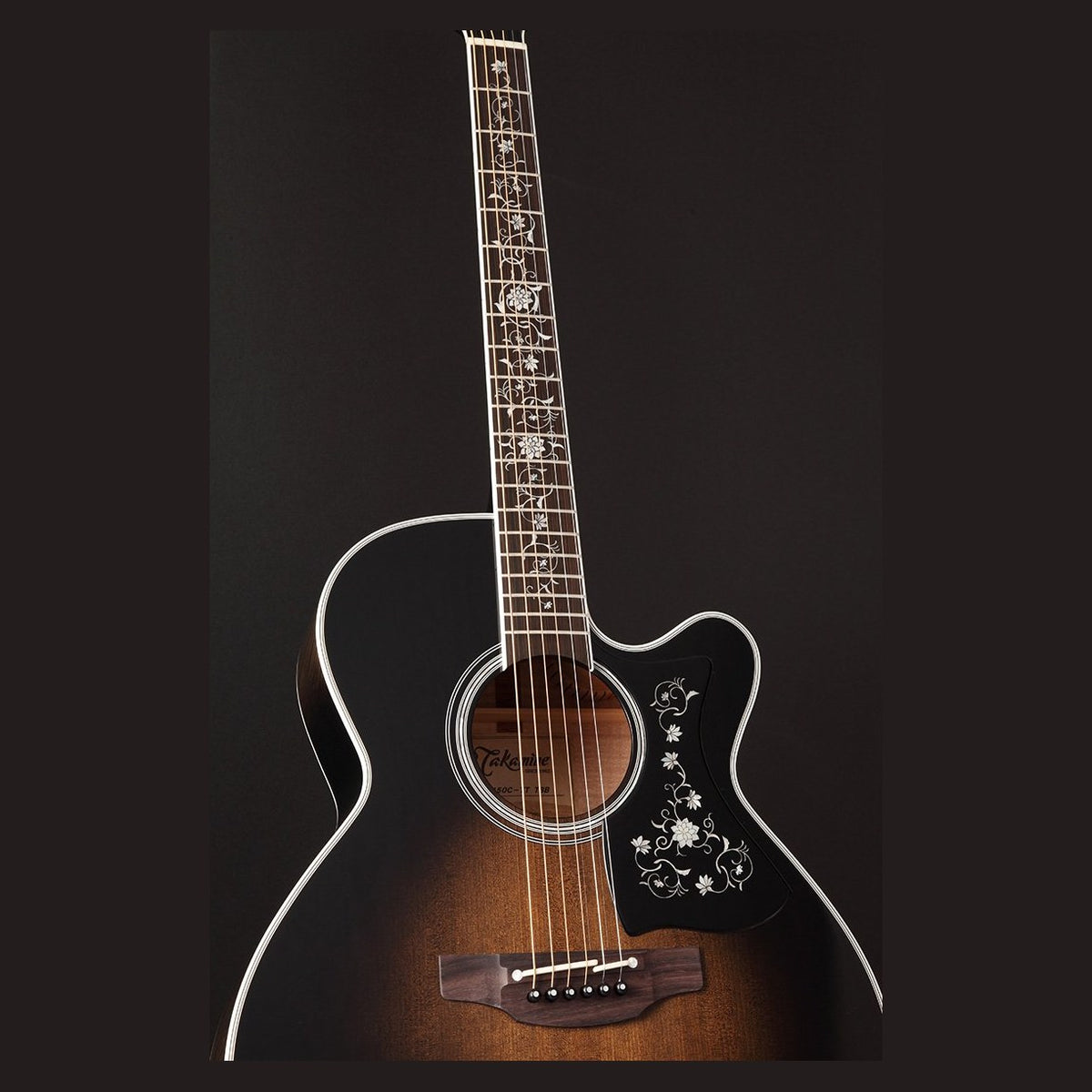 Đàn guitar acoustic điện Takamine EF450C-TT màu Transparent Blackburst – mặt trước toàn thân