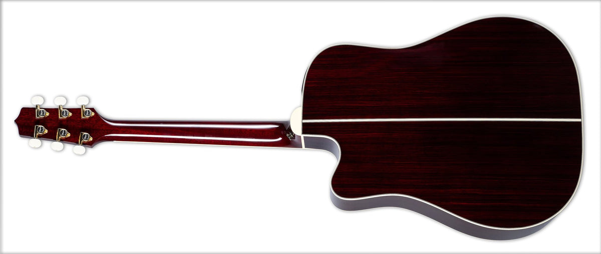 Đàn guitar acoustic điện Takamine JJ325SRCL màu đỏ bóng Red Stain – mặt lưng toàn thân (góc 2)