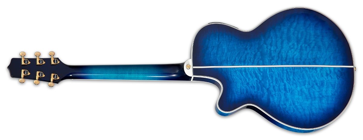 Đàn guitar acoustic điện Takamine TSP100 màu Dark Blue Sunburst – mặt lưng toàn thân (góc 2)