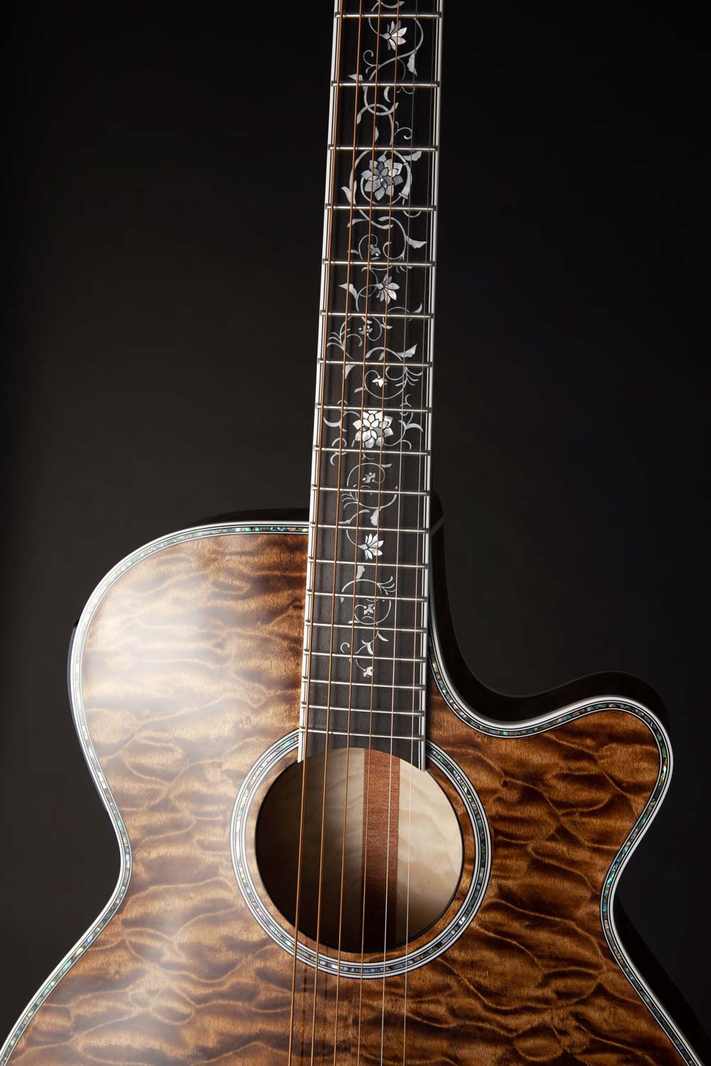 Đàn guitar acoustic điện Takamine TSP100 màu Vintage Tobacco – cận thùng đàn mặt trước