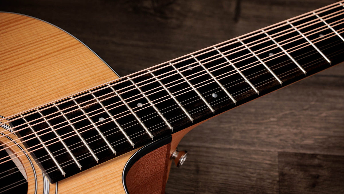 Đàn guitar acoustic điện Taylor 150ce Doce Doble màu Natural – cận cần đàn và mặt phím