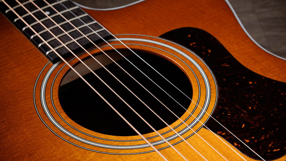 Đàn guitar acoustic điện Taylor 214ce Special Edition Honeyburst màu Honey Sunburst – cận hoa văn viền lỗ thoát âm (rosette)