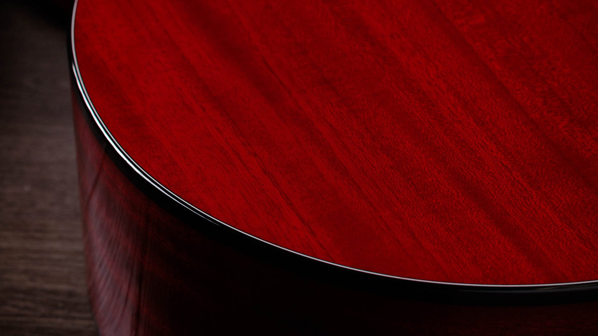 Đàn guitar acoustic điện Taylor 224ce Plus Special Edition Trans Red màu Trans Red – cận chi tiết hoàn thiện