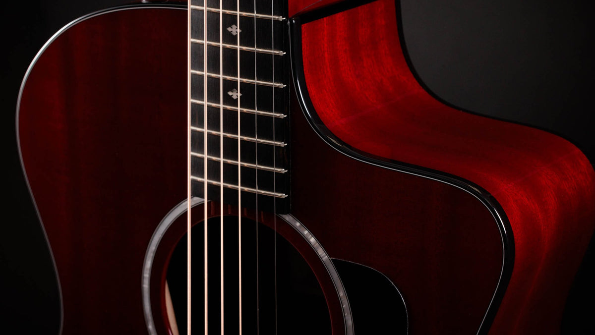 Đàn guitar acoustic điện Taylor 224ce Plus Special Edition Trans Red màu Trans Red – cận thùng đàn mặt trước