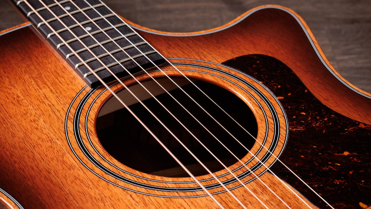 Đàn guitar acoustic điện Taylor 324ce Studio Special Edition màu Shaded Edgeburst – cận hoa văn viền lỗ thoát âm (rosette)