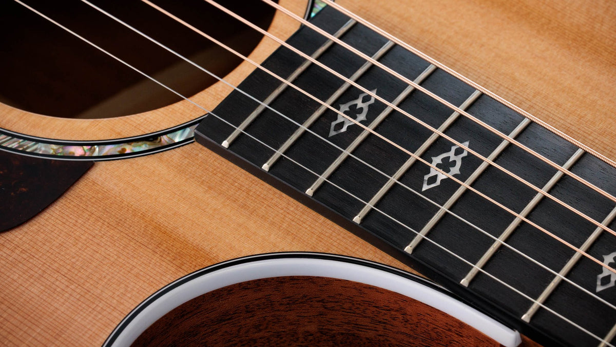 Đàn guitar acoustic điện Taylor 512ce 12-Fret màu Natural – cận inlay trên mặt phím