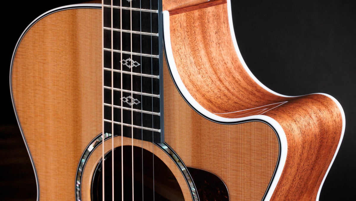 Đàn guitar acoustic điện Taylor 512ce 12-Fret màu Natural – cận lỗ thoát âm và ngựa đàn