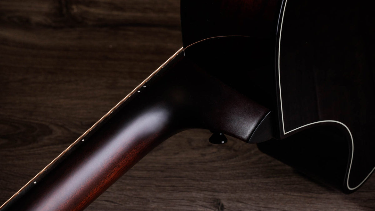 Đàn guitar acoustic điện Taylor Builder's Edition 514ce màu Kona Burst – cận gót cần nối thân đàn