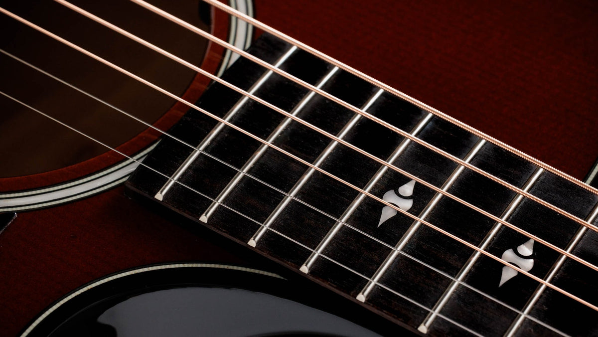 Đàn guitar acoustic điện Taylor Builder's Edition 514ce màu Kona Burst – cận inlay trên mặt phím