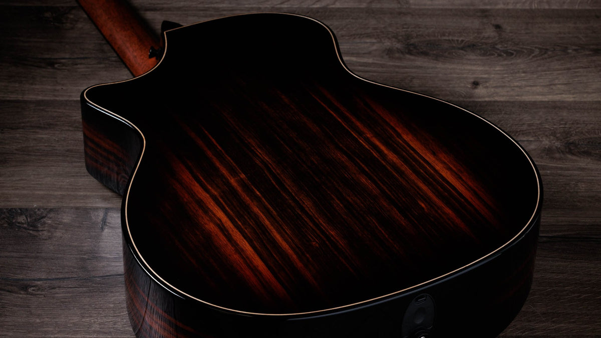 Đàn guitar acoustic điện Taylor Builder's Edition 814ce LTD Macassar Ebony – cận vân gỗ mặt lưng