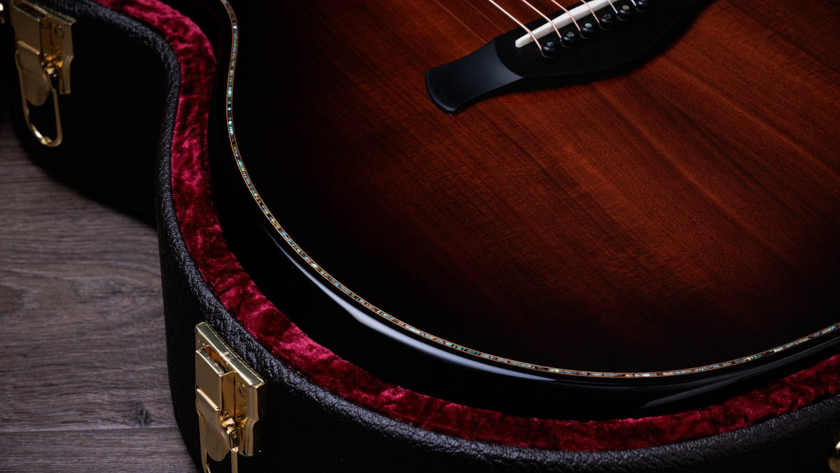 Đàn guitar acoustic điện Taylor Builder's Edition 914ce LTD Macassar Ebony màu Kona Edgeburst – hộp đàn đi kèm (góc 2)