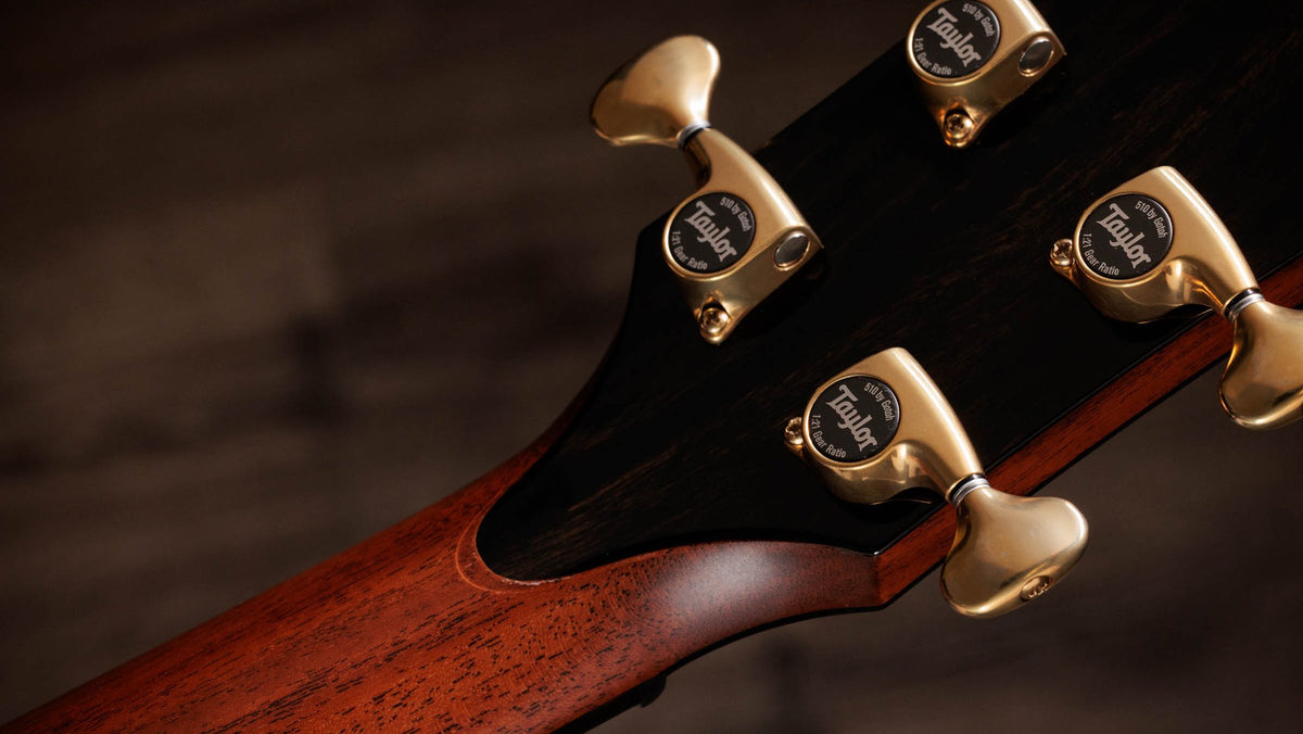 Đàn guitar acoustic điện Taylor Builder's Edition 914ce – mặt sau đầu đàn và bộ khóa lên dây