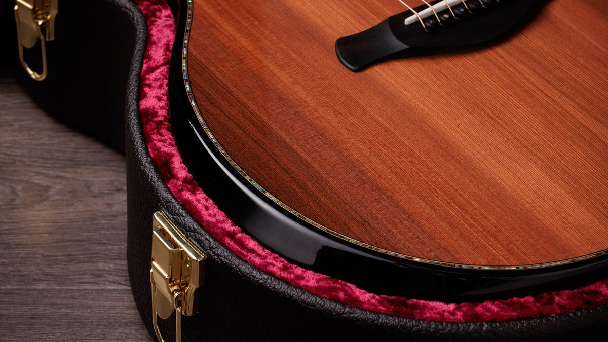 Đàn guitar acoustic điện Taylor Builder's Edition 914ce Sinker Redwood – cận chi tiết hoàn thiện